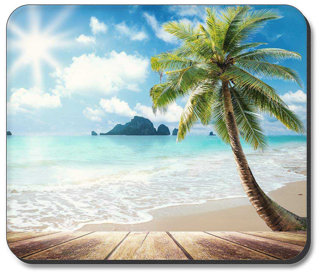 Art Plates Mouse Pad - Beach Boardwalk Design Non-Slip Gaming Mousepad for Office & Home Use | Perfect for Computers, Laptops, Desktops | Ideal Gift for Gamers & Professionals