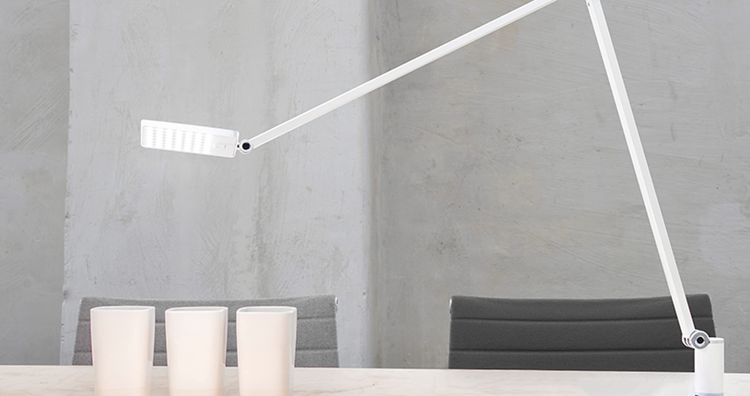 Novus Attenzia LED Task Light with One-Touch Memory Dimming - 742 Lumens, 4000K Color Temperature - Anti-Glare Eye Protection, Adjustable Pivoting Arms & Desk Clamp Mount - White (Perfect for Office, Study, Reading, Crafting & Computer Work)