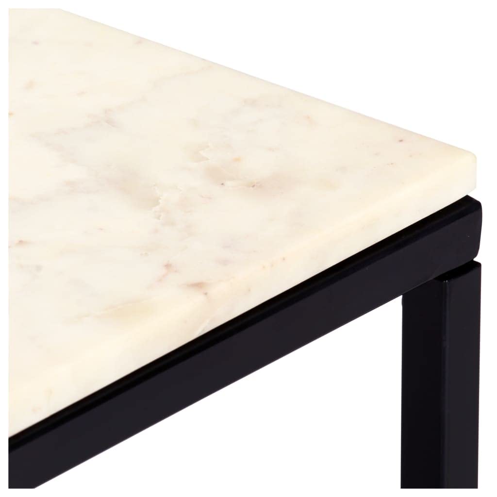 CHARMMA 23.6 Inch Square White Coffee Table with Real Marble Stone Top - Heavy Duty 25KG - Perfect for Living Room, Office or Lounge Area