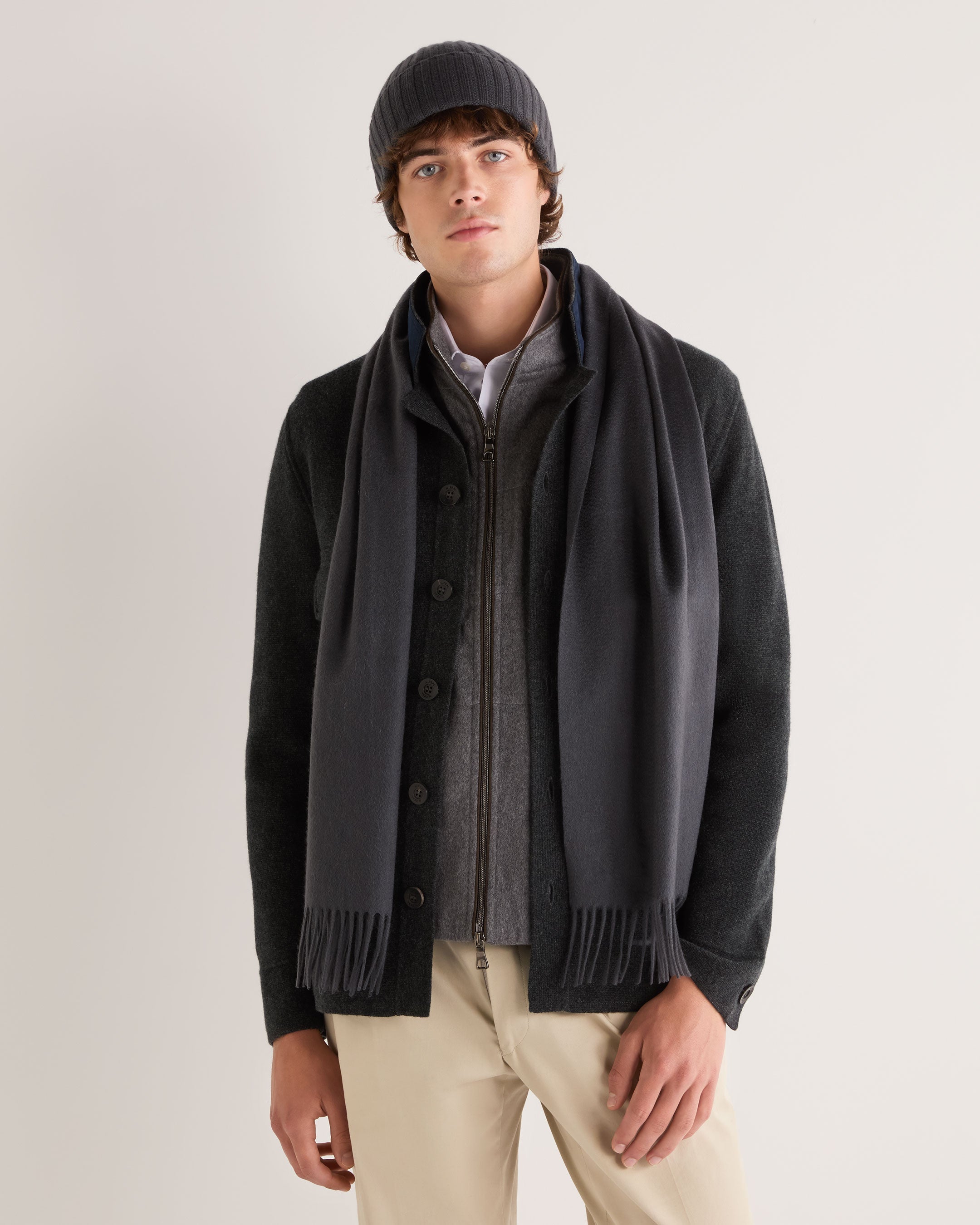 Premium Unisex Woven Cashmere Scarf - Soft & Warm Anthracite Grey - Perfect for Winter Fashion, Travel & Gift Giving
