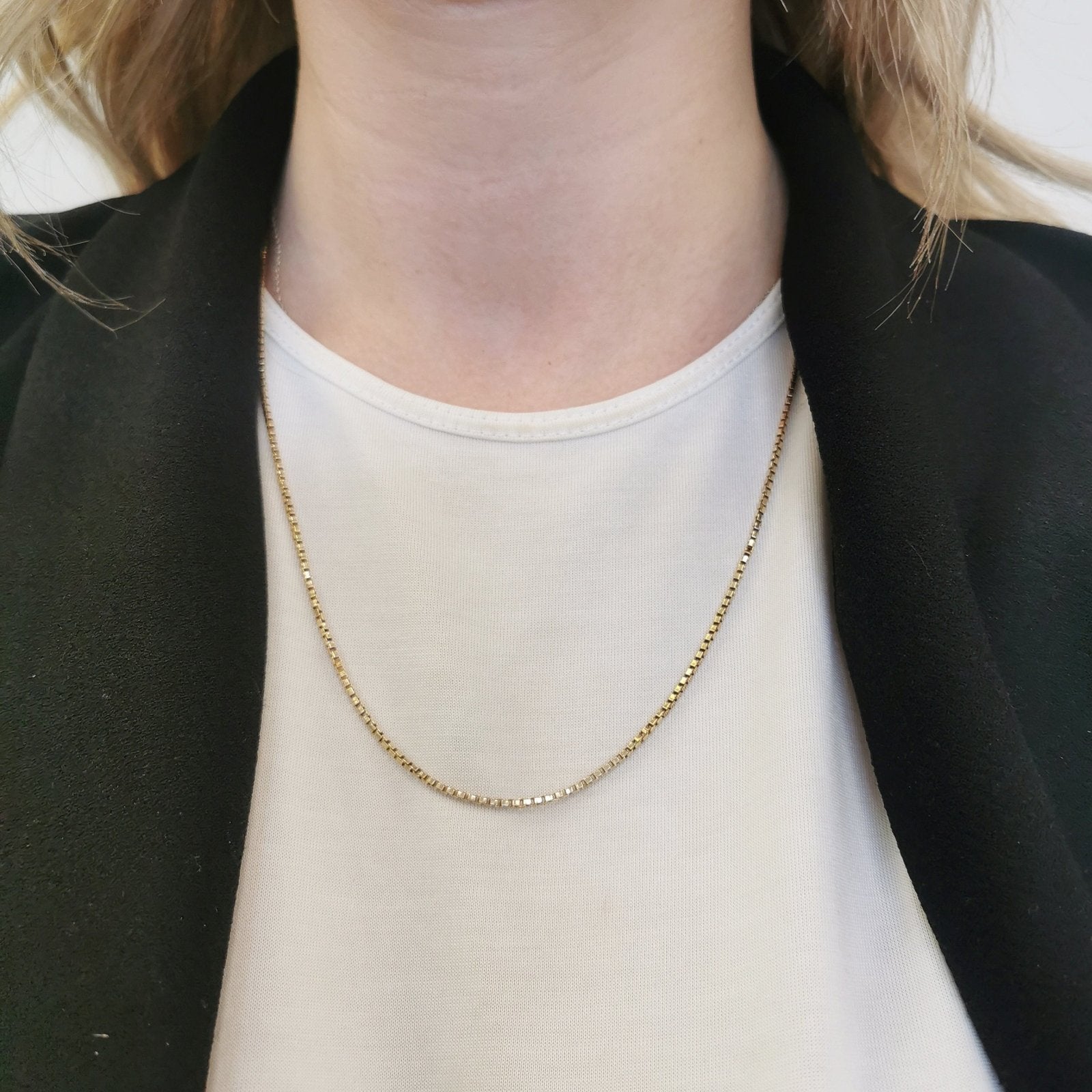 10K Yellow Gold Box Chain Necklace for Women - 21 Inch Durable & Hypoallergenic - Perfect for Everyday Wear, Gifts & Special Occasions