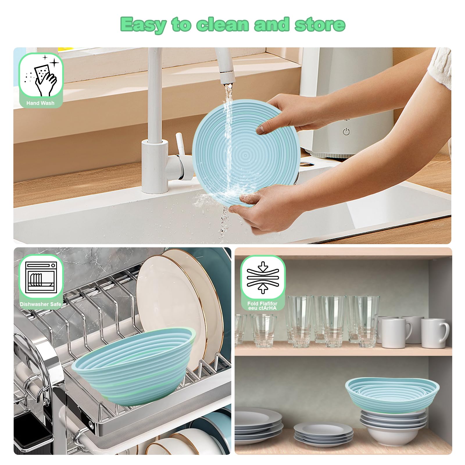 Premium Sourdough Bread Baking Kit - 2-Pack Silicone Banneton Proofing Baskets (9