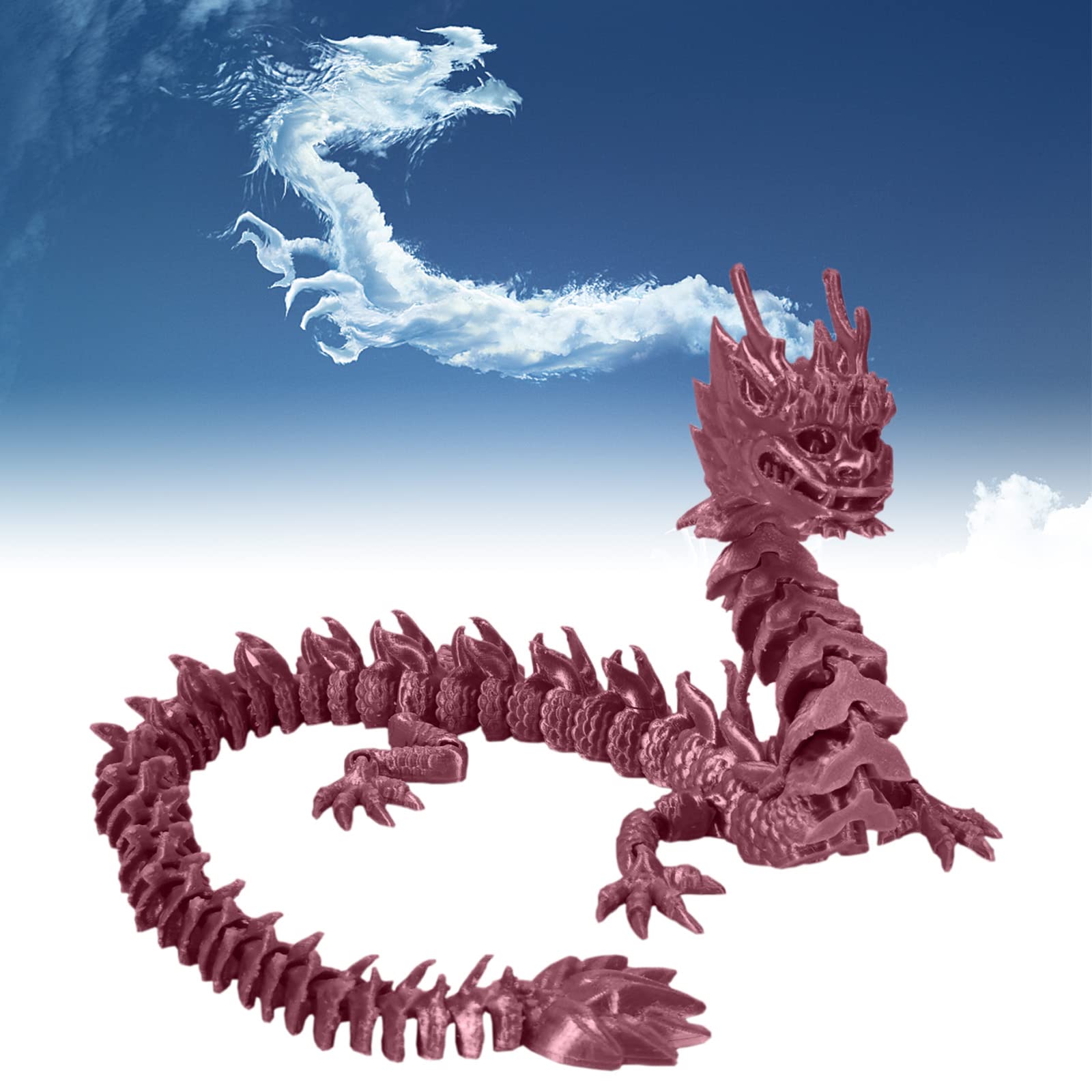 3D Printed Dragon Toy with Movable Joints - Realistic Articulated Figurine for Adults & Collectors - Anti-Stress Gift for Home & Office Decor