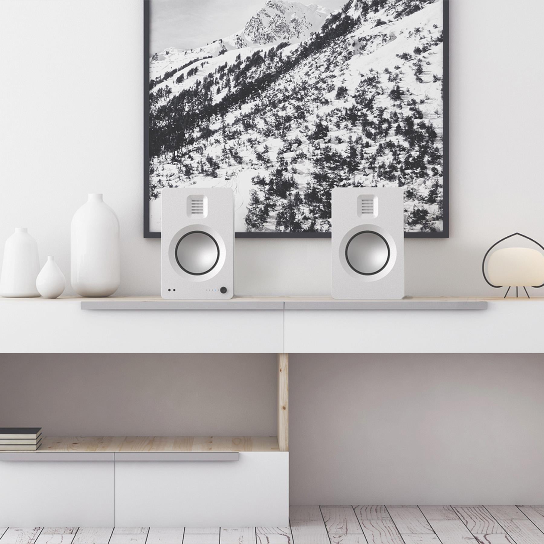 Premium Kanto TUK Powered Bookshelf Speakers - High-Fidelity USB DAC, Bluetooth 4.2, Phono Preamp & Headphone Output for Home Audio, Studio Monitoring & Gaming Setup