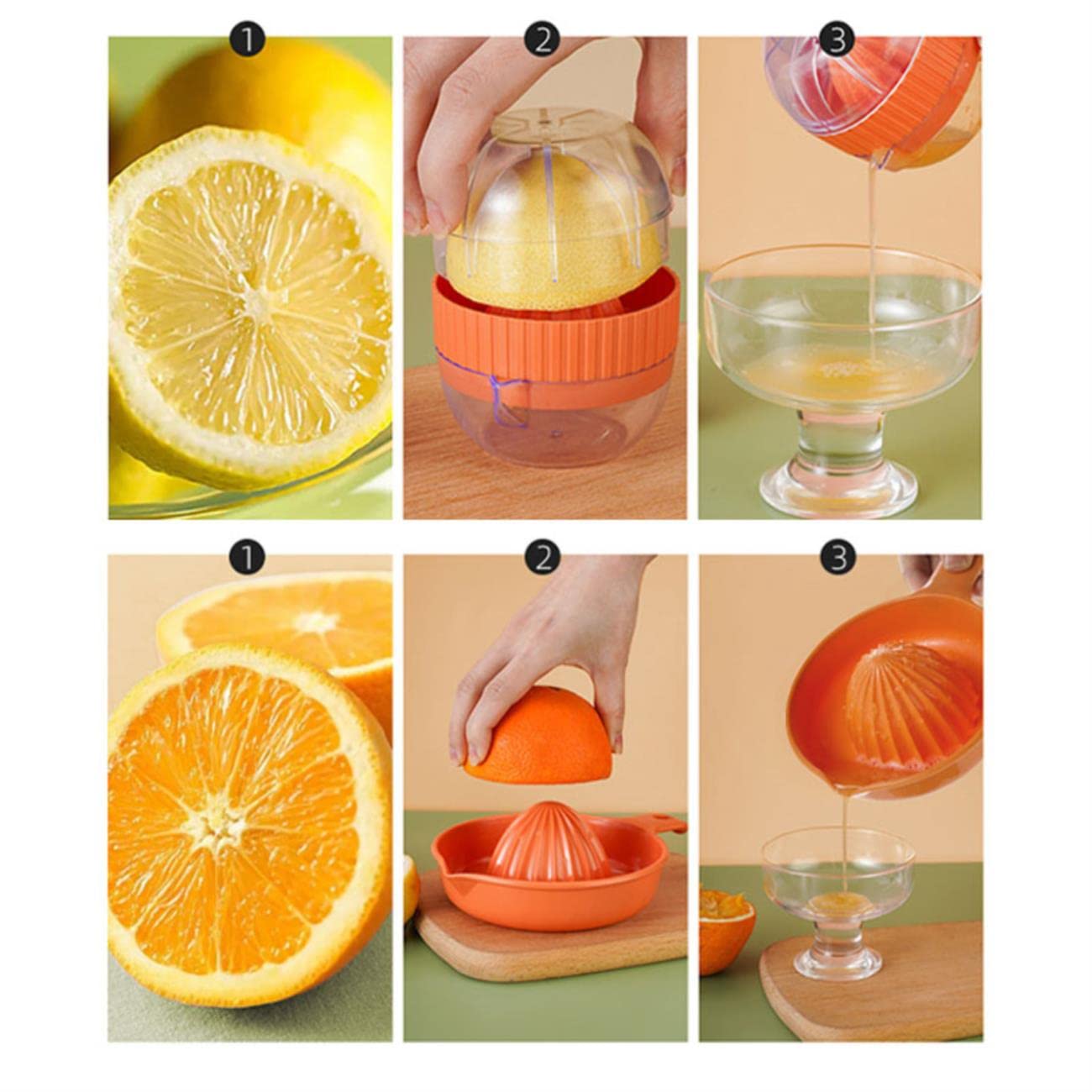 Manual Fruit Press Juicer with Cup - BPA-Free Portable Citrus Lemon Squeezer, Anti-Slip Hand Press for Kitchen | Perfect for Fresh Orange, Lemon, Lime & Grapefruit Juice at Home