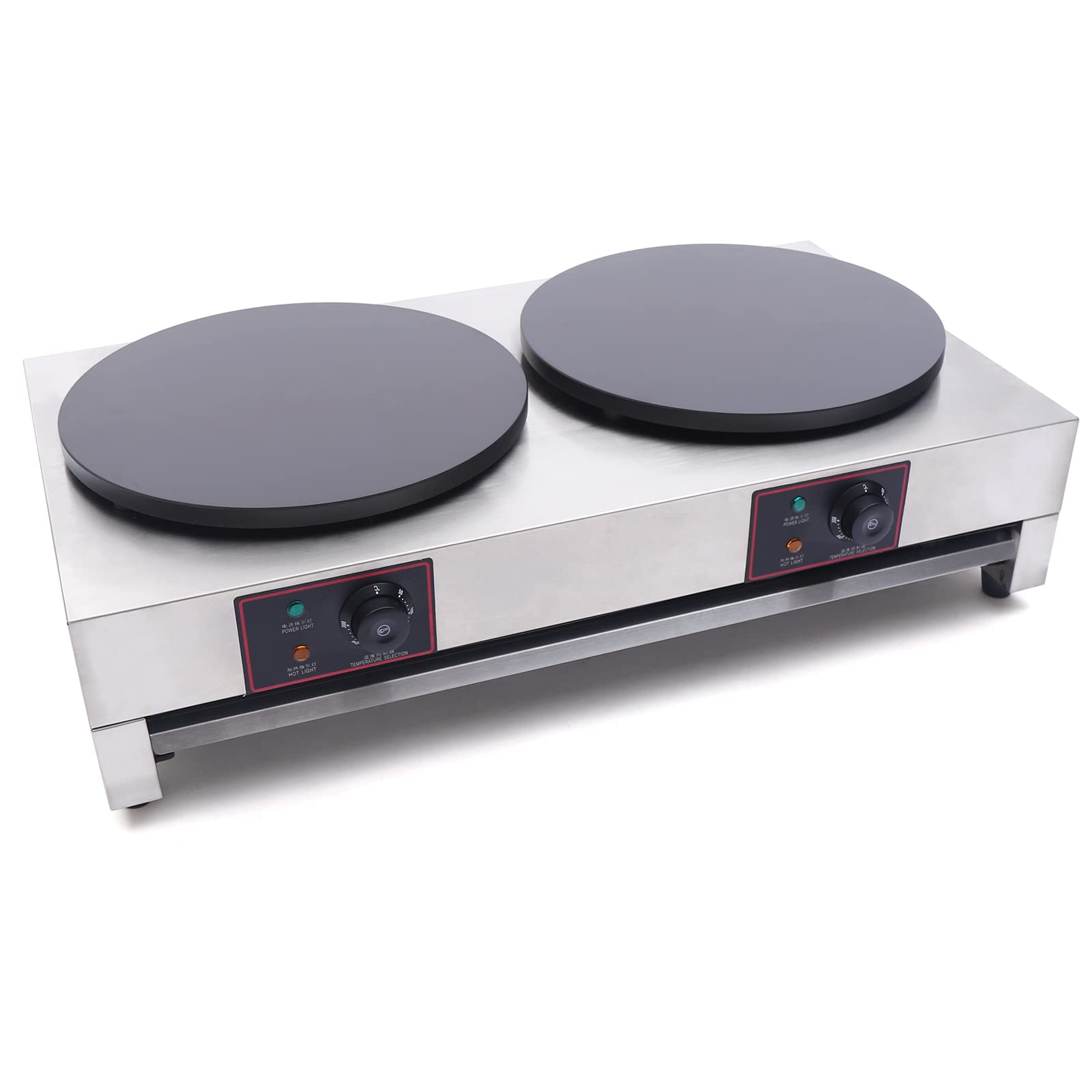 **Commercial Electric Crepe Maker Machine – 2-Burner Non-Stick Pancake Griddle, 110V Crepe & Pancake Baking Stove with Kitchen Rake – Perfect for Restaurants, Cafés, and Home Breakfast Cooking**