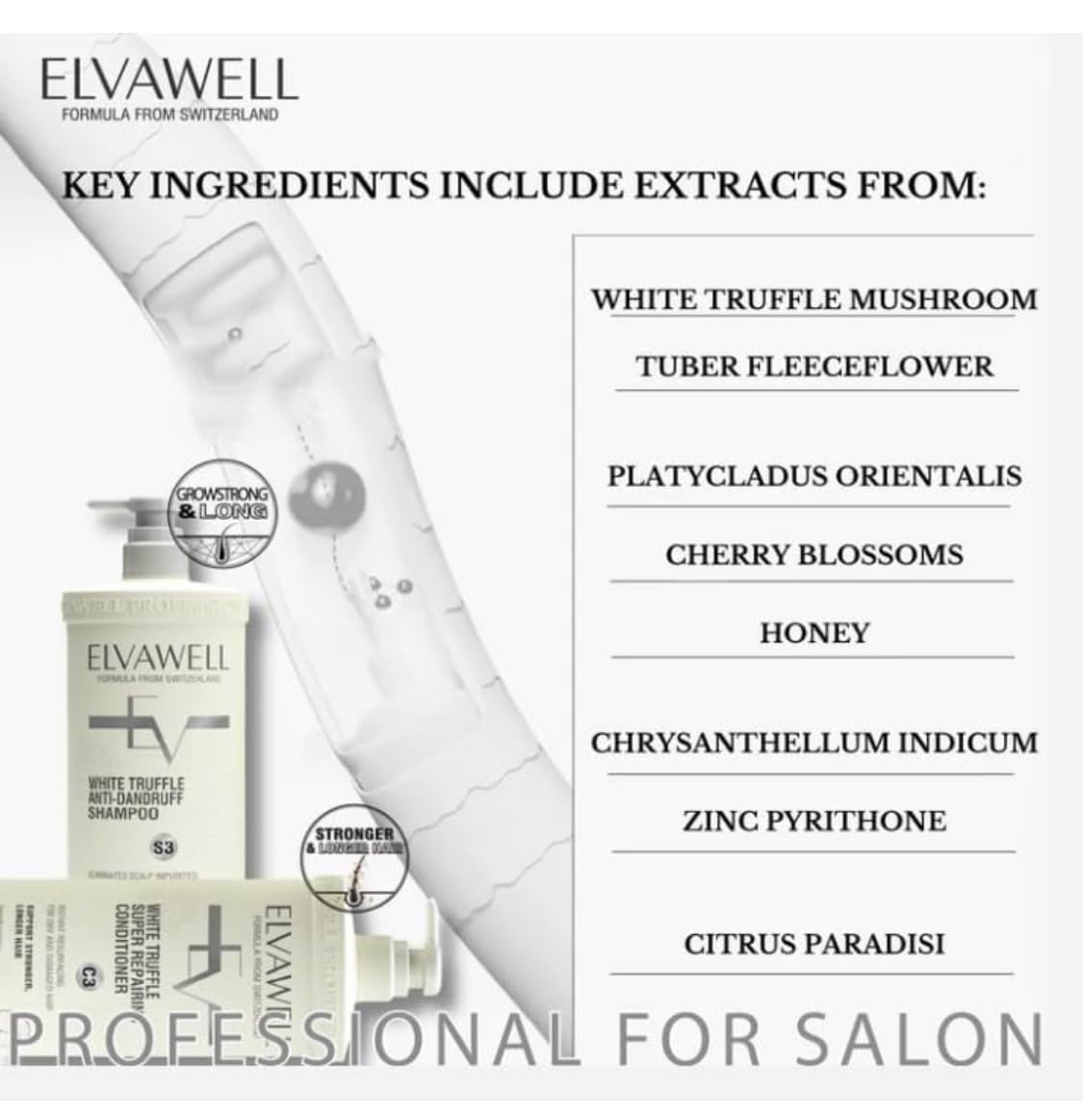 Elvawell White Truffle Anti-Dandruff Shampoo & Repairing Conditioner Set - 1000ml (33.8 fl oz) - Scalp Care for Dry, Itchy Scalp - Sulfate-Free & Hydrating for Daily Hair Care Routine