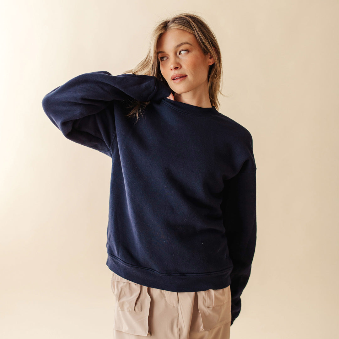 Arrive Crew Neck T-Shirt for Men - Soft Navy Blue Cotton Tee - Casual Everyday Wear & Layering Essential