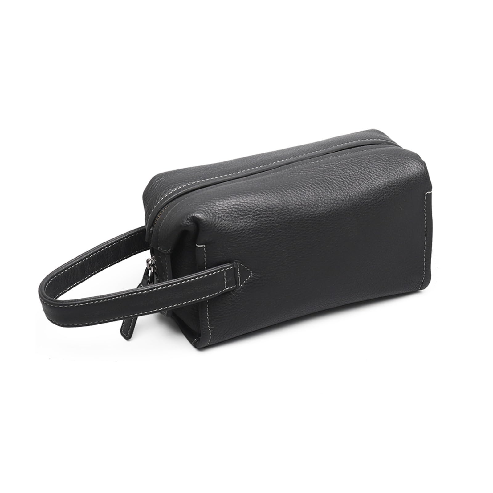 Premium Men's Leather Toiletry Bag - Large Waterproof Travel Dopp Kit for Shaving, Grooming & Toiletries Accessories | Lightweight Durable Organizer for Business Trips, Camping & Vacation | Black