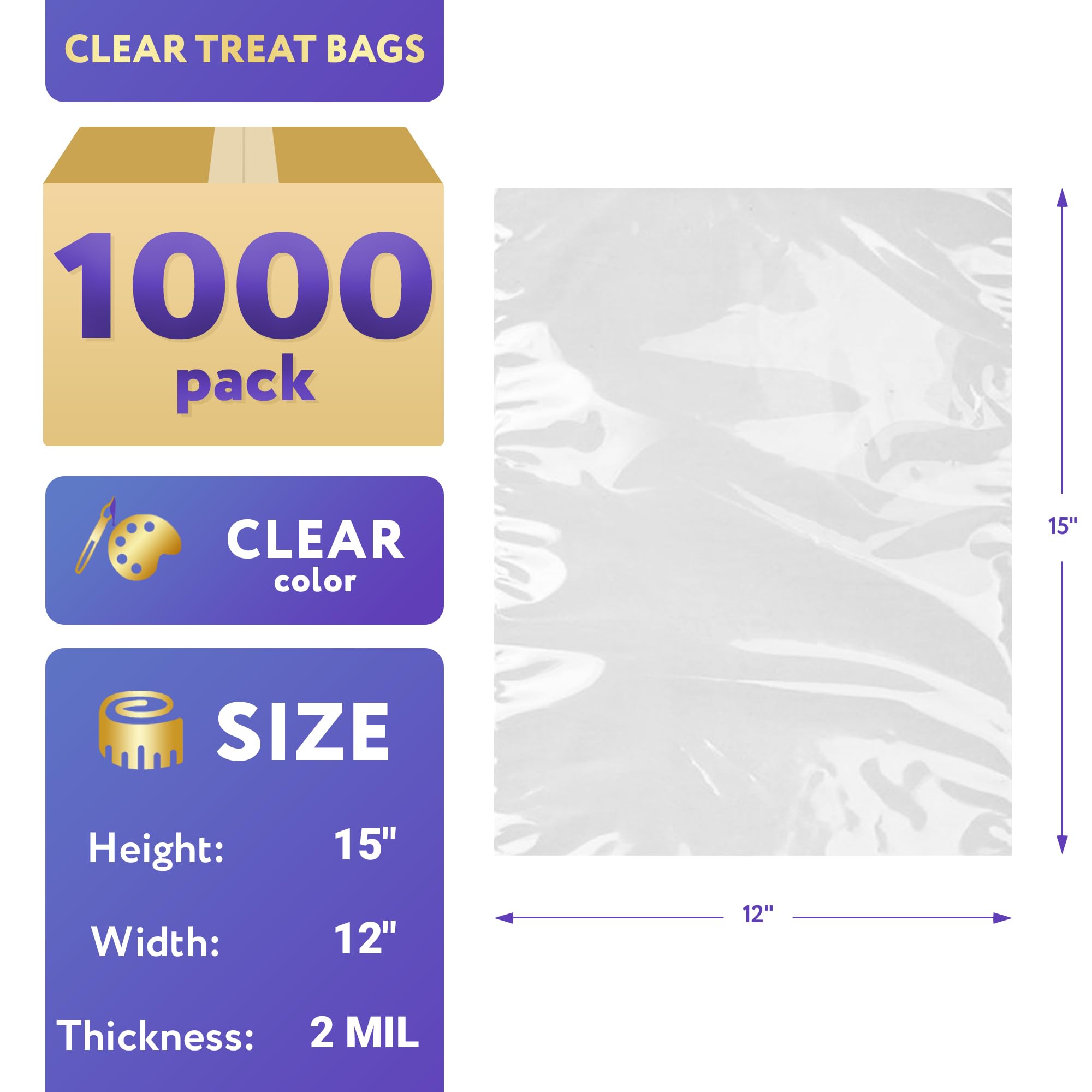 APQ 12x15 Inch Clear Poly Mailers - Pack of 1000, 2 Mil Thick Waterproof Shipping Bags with Open Top | Perfect for Ecommerce, Small Business Packaging & Shipping Small Items