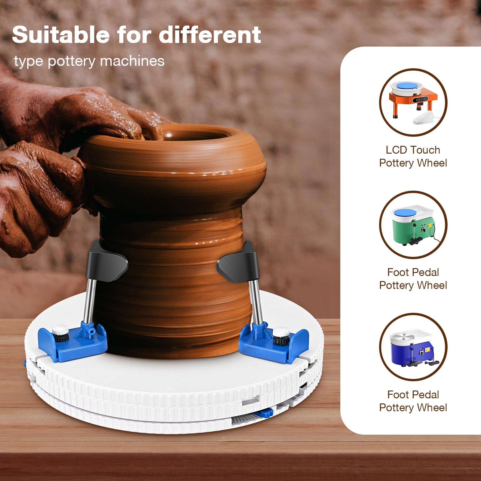Adjustable Pottery Wheel Turntable Clamp - Ceramic Art Repair & Sculpting Tool for Trimming, Shaping - Perfect for Beginners & Professional Potters - Great for Classroom Teaching, Studio Work & DIY Ceramic Projects