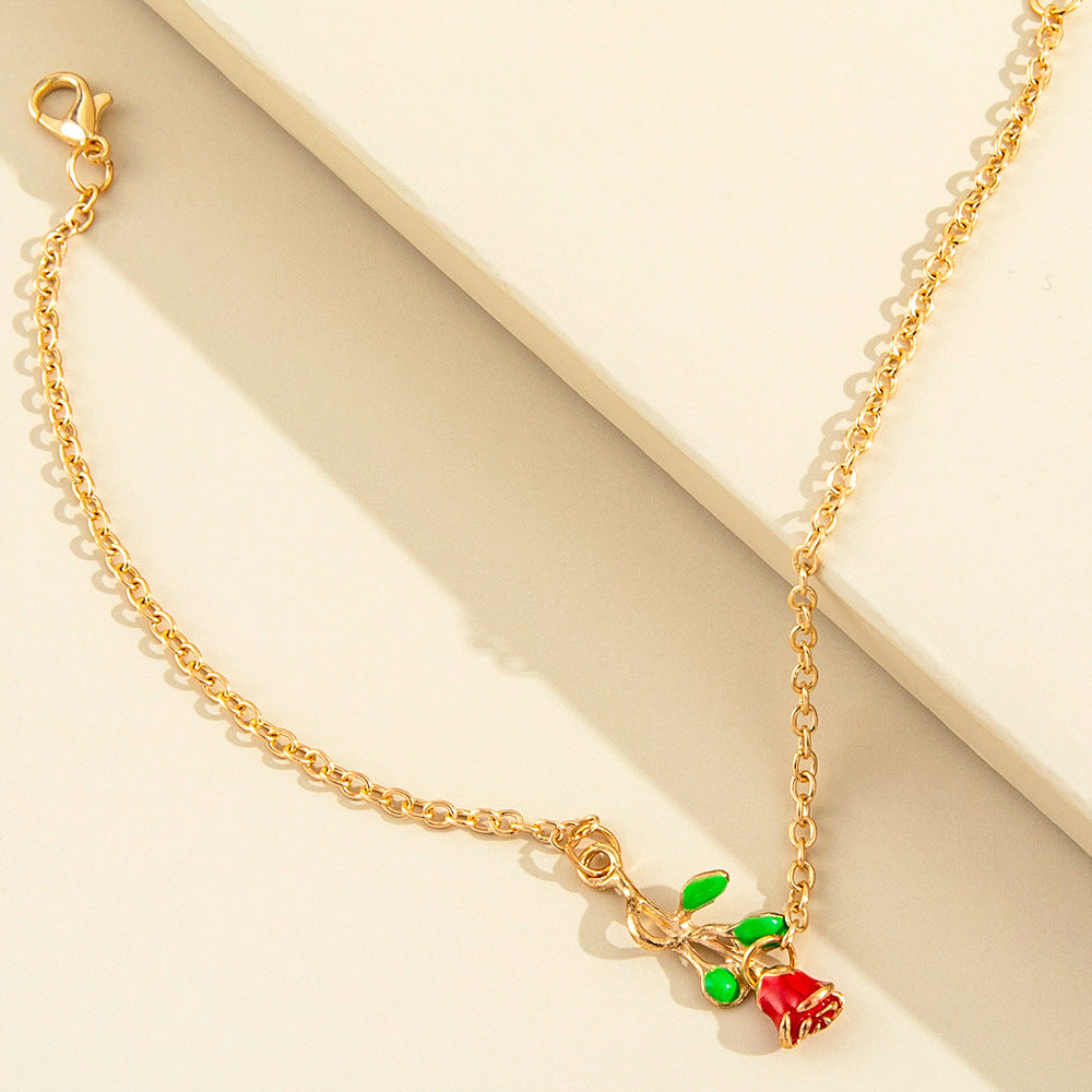 Personalized Rose Flower Anklet - Adjustable Foot Jewelry for Women, Boho Beach Wedding Accessories | Perfect for Summer Festivals, Vacations and Bridal Shower Gifts