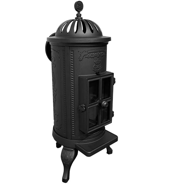 Westbo Carl 120 Cast Iron Stove - Efficient Wood Burning Fireplace for Cozy Home Heating & Cabin Decor
