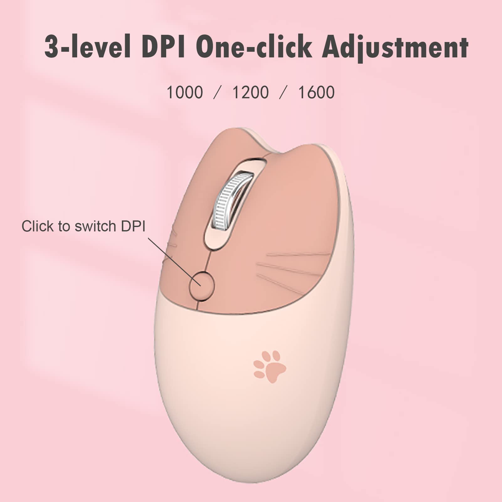 Cute Cat Wireless Mouse - Lightweight Silent 2.4G Wireless Computer Mouse with Candy Colors for Girls & Kids (Milk Tea) | Perfect for Home, Office, School & Gaming Use