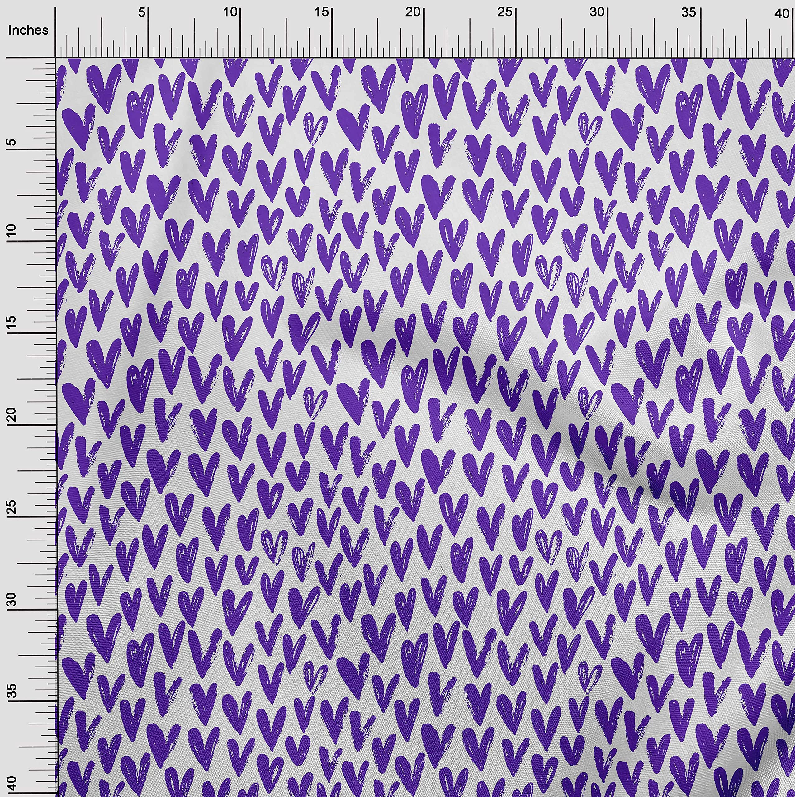 oneOone Cotton Poplin Purple Valentine Heart Print Fabric - 56 Inch Wide DIY Sewing Material for Clothing, Quilting & Crafts | Perfect for Valentine's Day Projects, Dressmaking & Home Decor