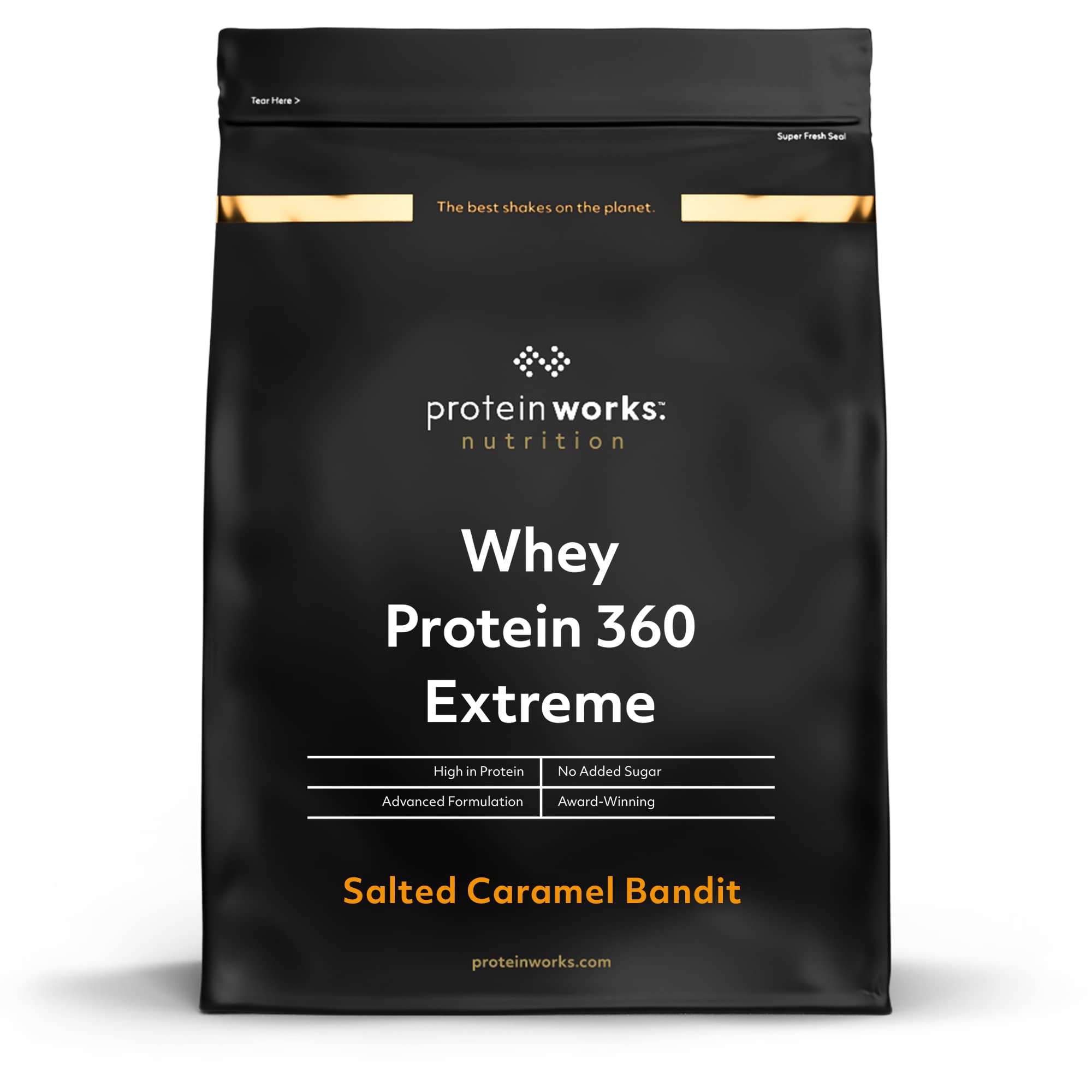 Protein Works Whey Protein 360 Extreme - Premium Whey Protein Powder with BCAA & Glutamine, Salted Caramel Flavor, 600g for Muscle Recovery & Post-Workout Nutrition