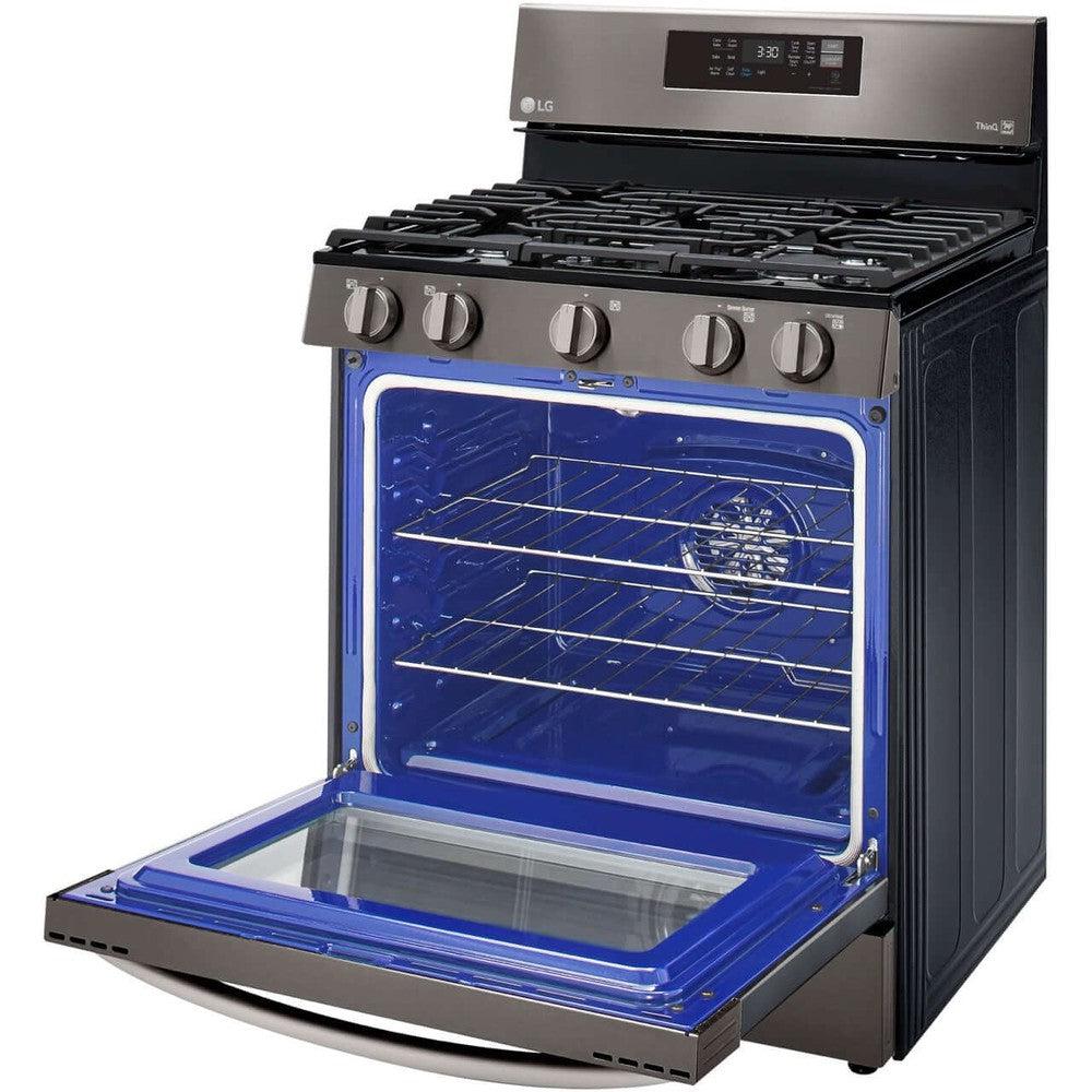 LG LRGL5823D 30-Inch 5.8 Cu. Ft. Smart Gas Convection Range with AirFry Technology - Black Stainless Steel for Modern Kitchens & Home Cooking