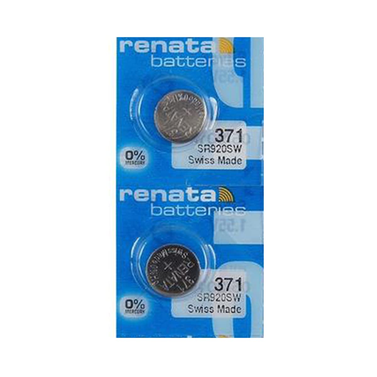 Renata 371 SR920SW Silver Oxide Watch Batteries - 1.55V Long Lasting Power (2 Pack) for Watches, Calculators & Small Electronics