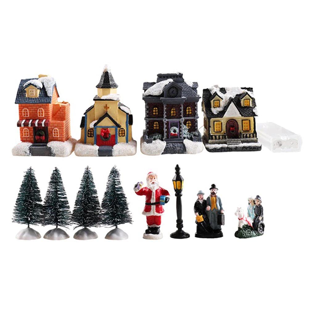 JAOCDOEN LED Christmas Village House Ornament - Glowing Holiday Tabletop Decor for Home, Office & Gift Giving | Perfect for Christmas Tree, Mantel & Winter Village Displays