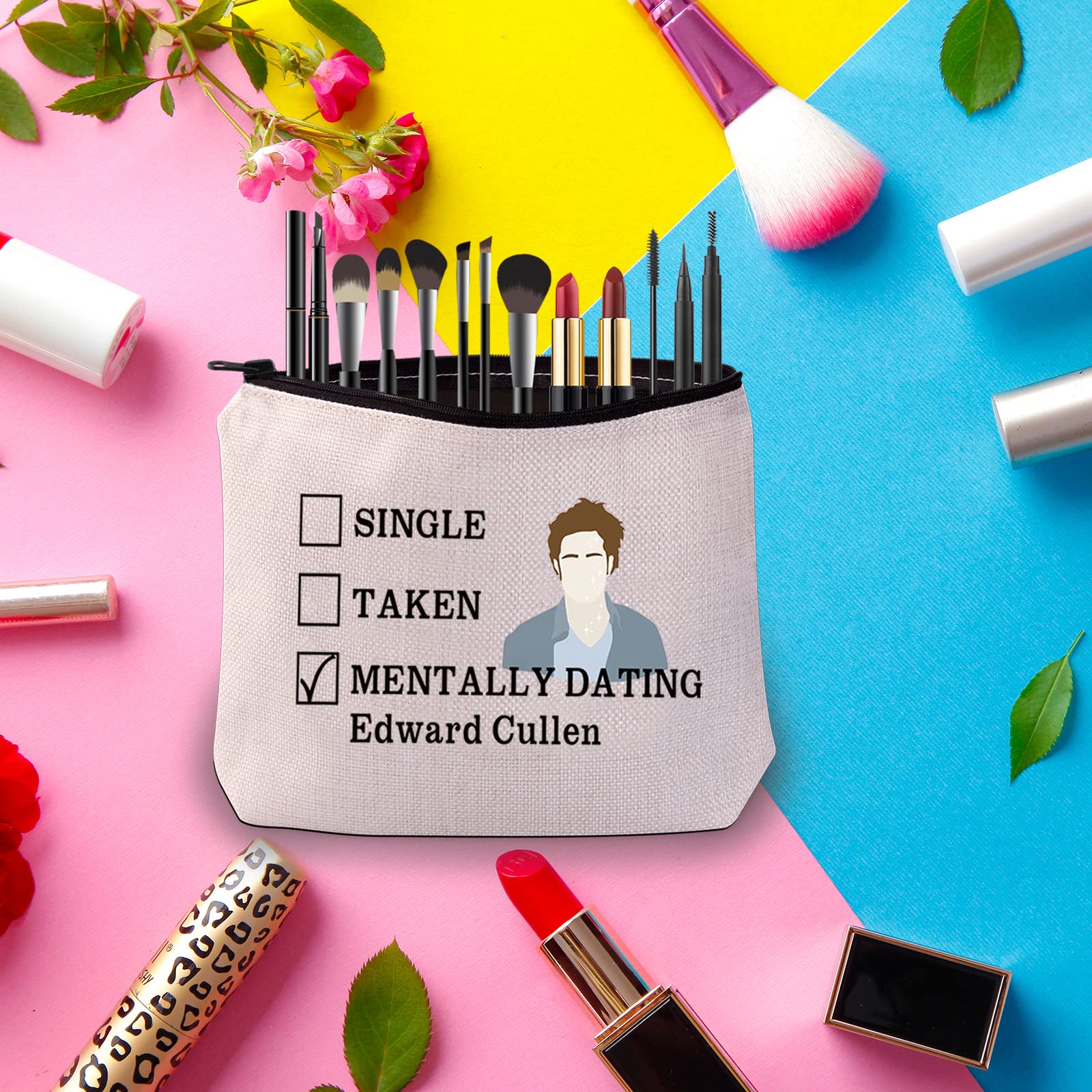PWHAOO Vampire Themed Makeup Bag - Perfect Gift for Vampire Movie Lovers & Twilight Fans (Edward Cullen Design) - Great for Cosmetics Storage, Travel & Fangirl Collections