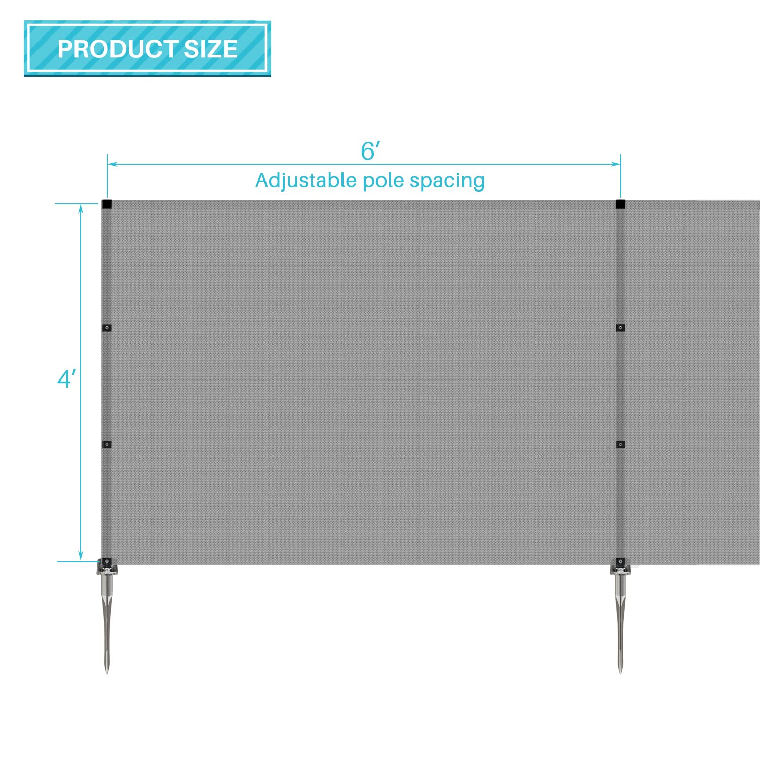 Coarbor 4'x34' Grey Removable Outdoor Privacy Fence Panel - Heavy Duty Backyard Barrier for Pools, Dogs, Chicken Coops & Vegetable Gardens | Includes Spikes & Poles | Perfect for Yard Security, Pet Containment & Garden Protection