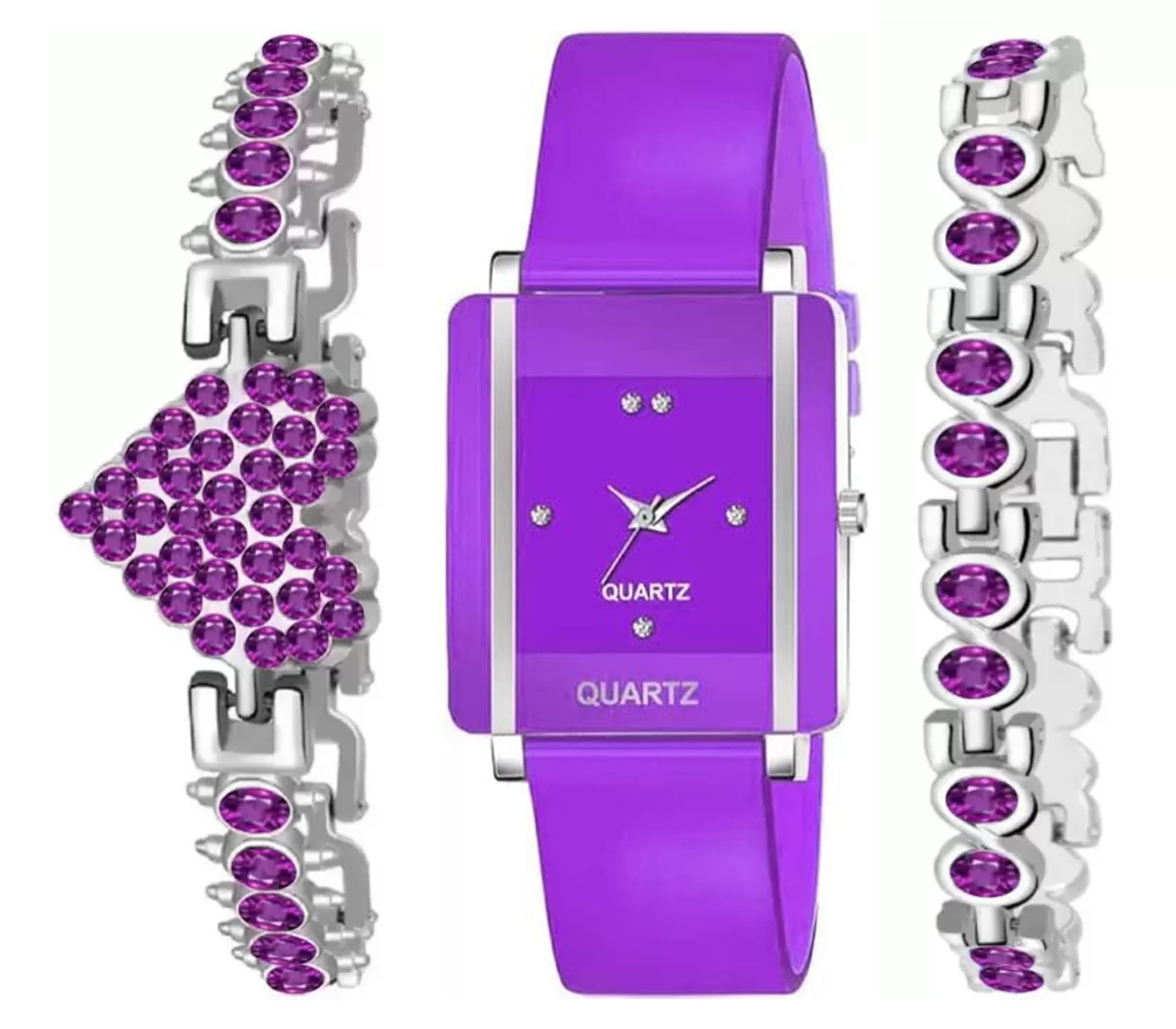 Stylish Analog Square Dial Watch for Women & Teen Girls - Heart Bracelet Design - Perfect Gift for Her - Ideal for Casual Wear, Date Nights & Special Occasions