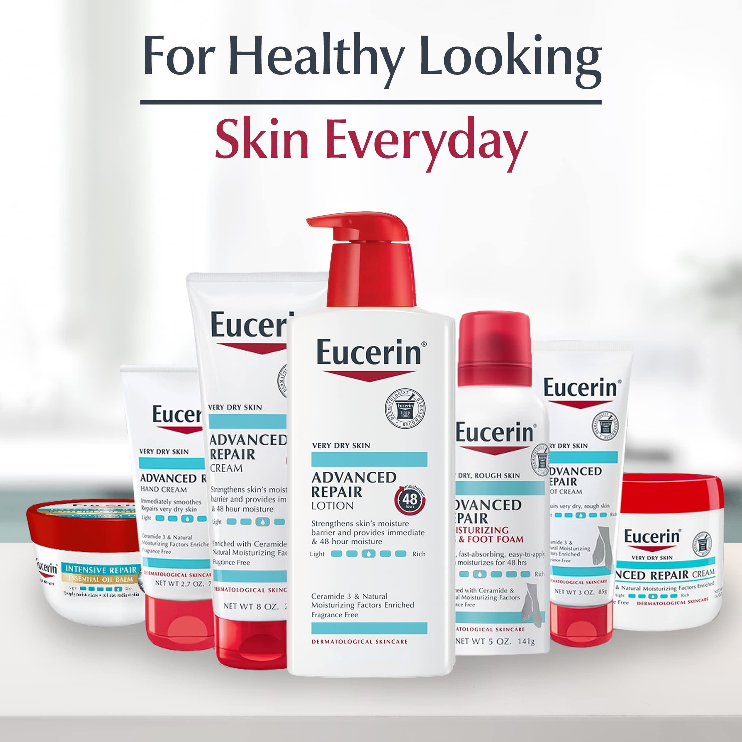 Eucerin Advanced Repair Body Cream for Very Dry Skin - Fragrance Free Daily Moisturizing Lotion, 8 Oz Tube - Ideal for Dry Skin Relief & Hydration at Home or Travel