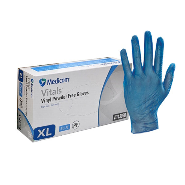 Premium Vinyl Disposable Gloves - Powder Free, Blue | Latex-Free Medical Exam & Food Handling Gloves for Healthcare, Cleaning & Food Service Safety