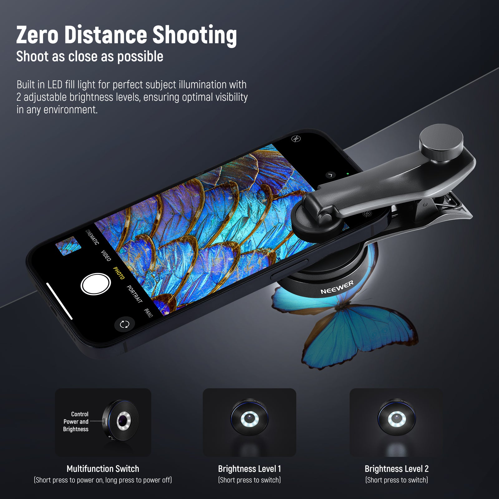 NEEWER LS 32 PRO 45X Mini Pocket Microscope Lens with 17mm Thread - Universal Phone Lens Clip for iPhone Samsung - Perfect for Coin Stamp Jewelry Inspection & Science Education