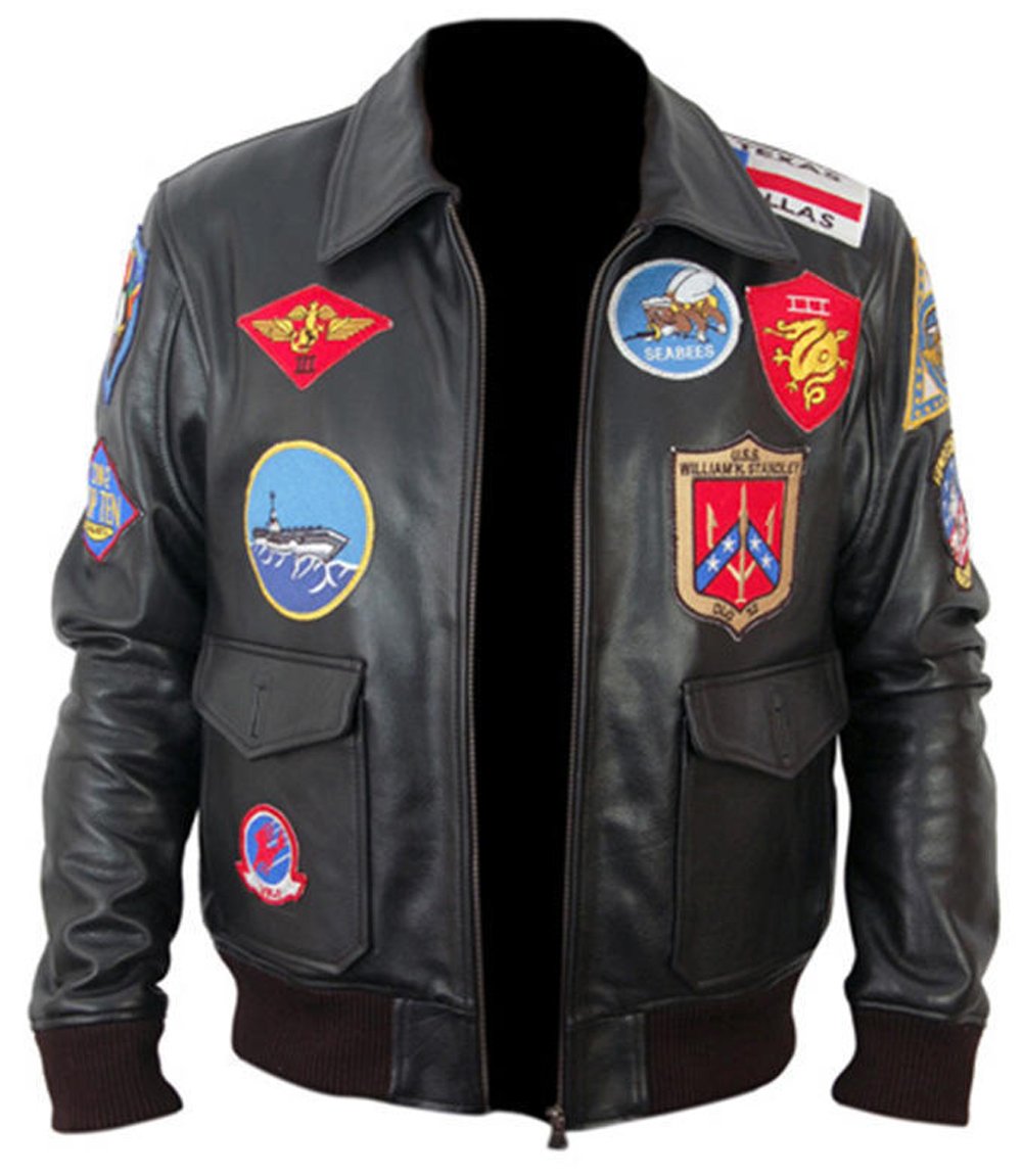Men's Aviator Leather Jacket - Tom Cruise Top Gun Style Pilot Bomber Jacket for Men | Faux Leather Flight Jacket for Casual Wear, Halloween Costume & Movie Cosplay
