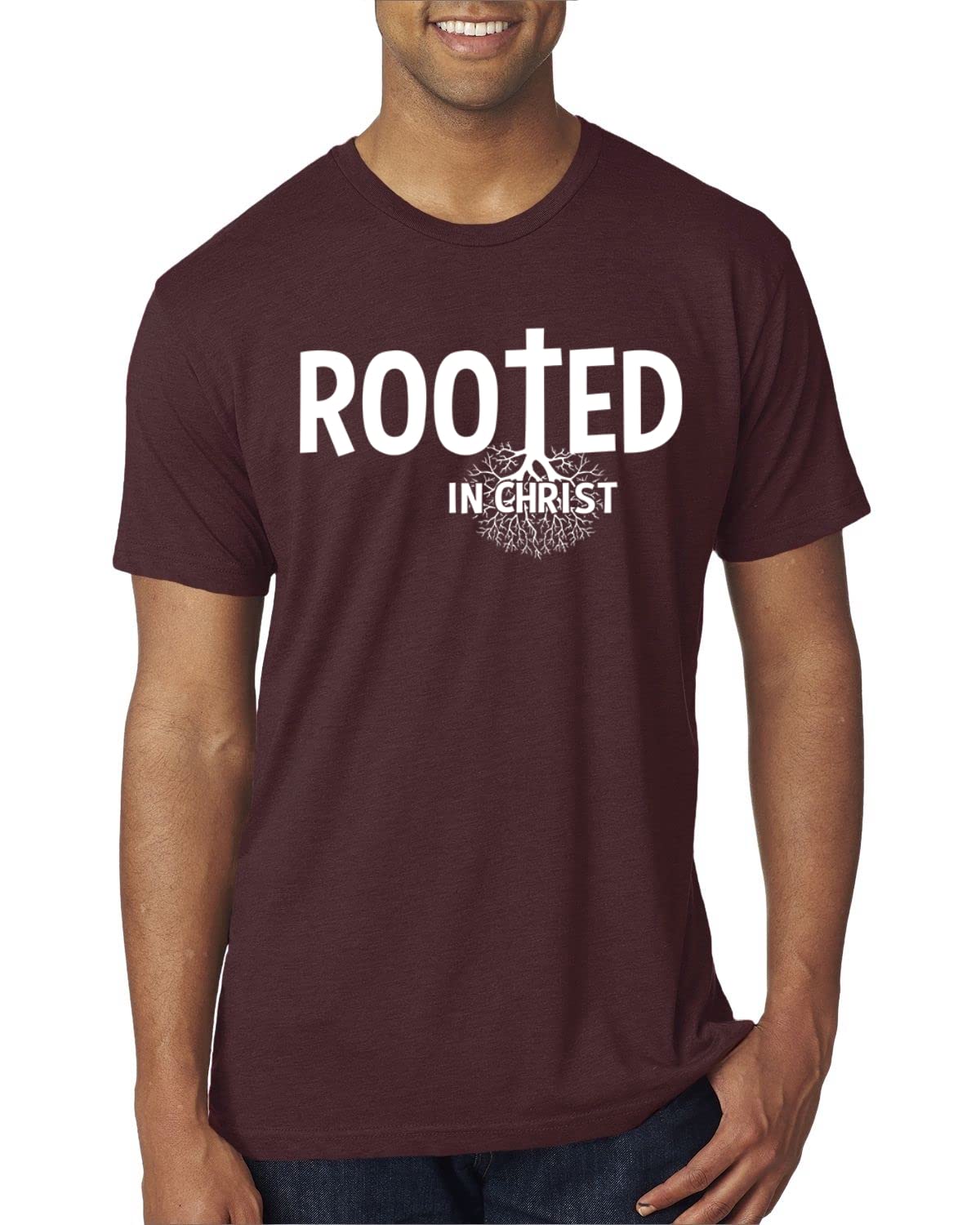 Rooted in Christ Inspirational Christian Men's Premium Tri-Blend T-Shirt - Comfortable Faith-Based Apparel for Church, Bible Study & Daily Wear
