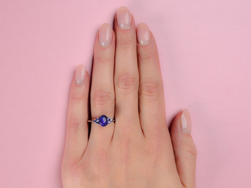 Vintage Black Opal Tanzanite Ring - 925 Sterling Silver Handmade Jewelry for Women, Elegant Gemstone Engagement & Wedding Band | Perfect for Anniversary Gifts, Date Night & Special Occasions