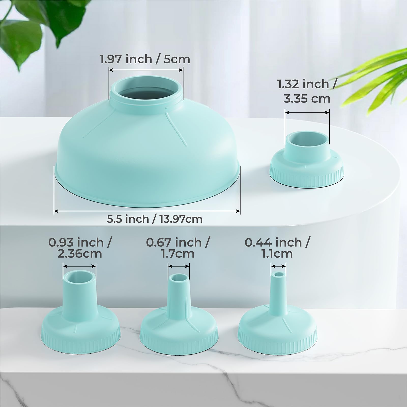 Wide Mouth Kitchen Funnel Set - 4 Sizes Food Grade Plastic Cooking & Canning Funnels for Mason Jars, Oil Bottles, Spice Containers - Perfect for Home Canning, Cooking, Baking & DIY Projects