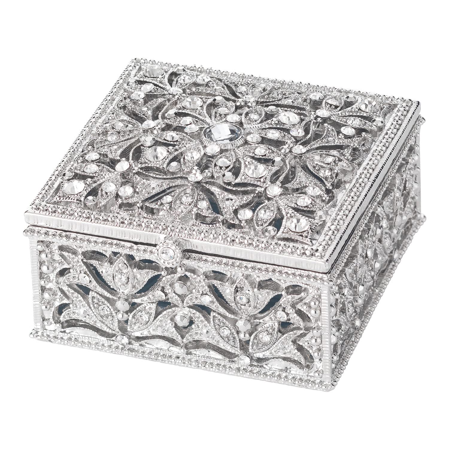 Olivia Riegel Silver Luxembourg Square Jewelry Box - Elegant Storage for Rings, Necklaces & Keepsakes - Perfect for Gifts, Travel & Home Decor