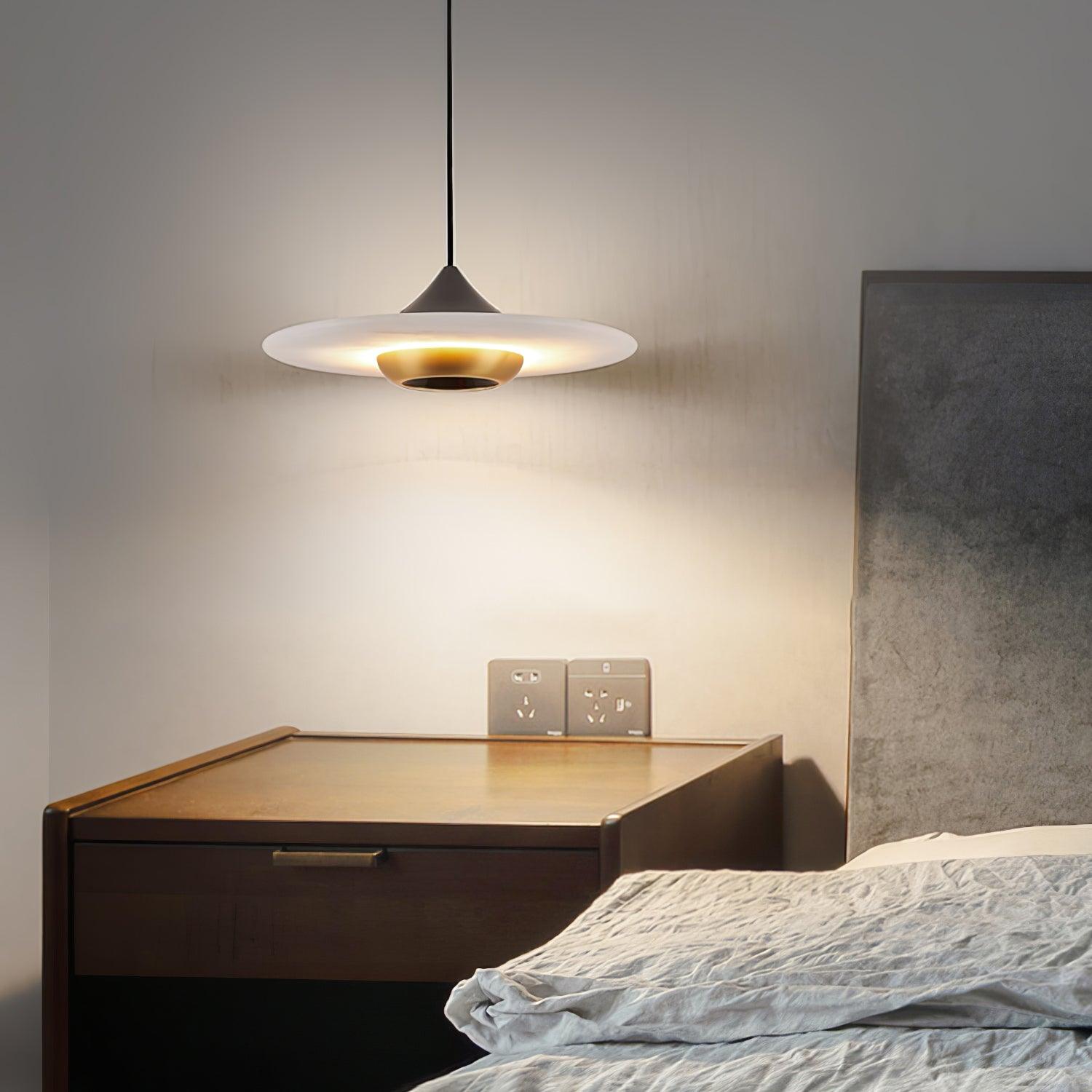 Modern UFO Flying Saucer Marble Pendant Light - Elegant Hanging Ceiling Lamp for Living Room, Dining Room, and Bedroom Decor