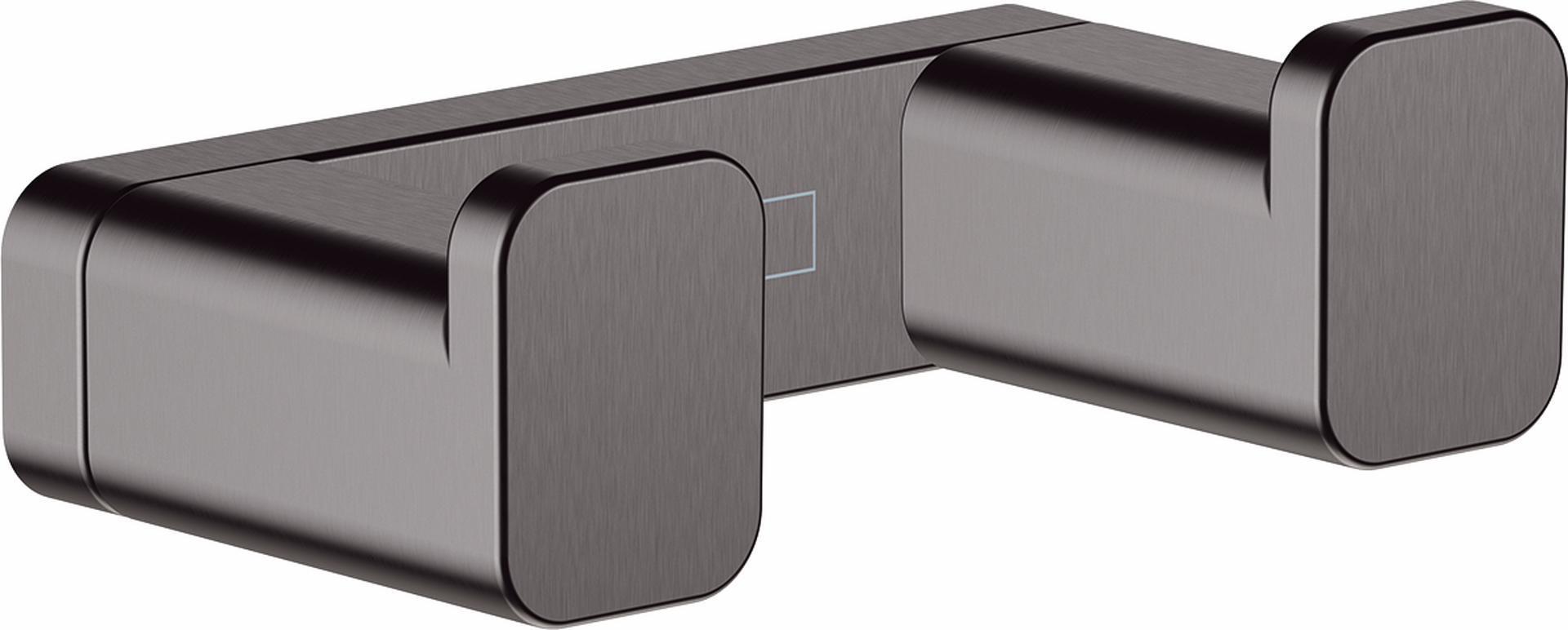Hansgrohe AddStoris Dual Robe Hook in Brushed Black Chrome (41755340) - Perfect for Bathrooms, Bedrooms, and Spas