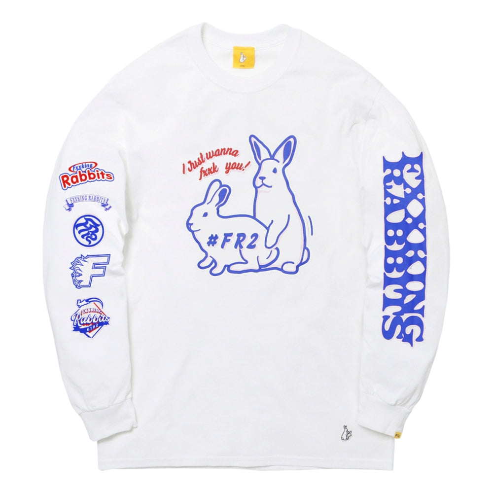 FR2 PLAYING RABBITS Long Sleeve T-Shirt White - Casual Streetwear for Men & Women | Perfect for Everyday Wear, Outings & Urban Fashion