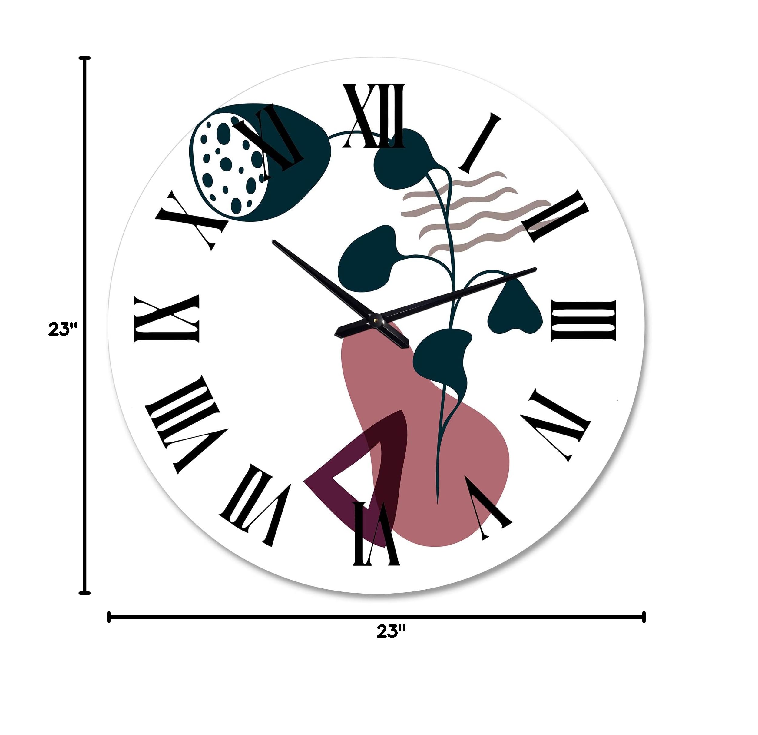 Modern Abstract Floral Wall Clock - Large Botanical Design for Living Room Decor | Stylish Home & Office Timepiece