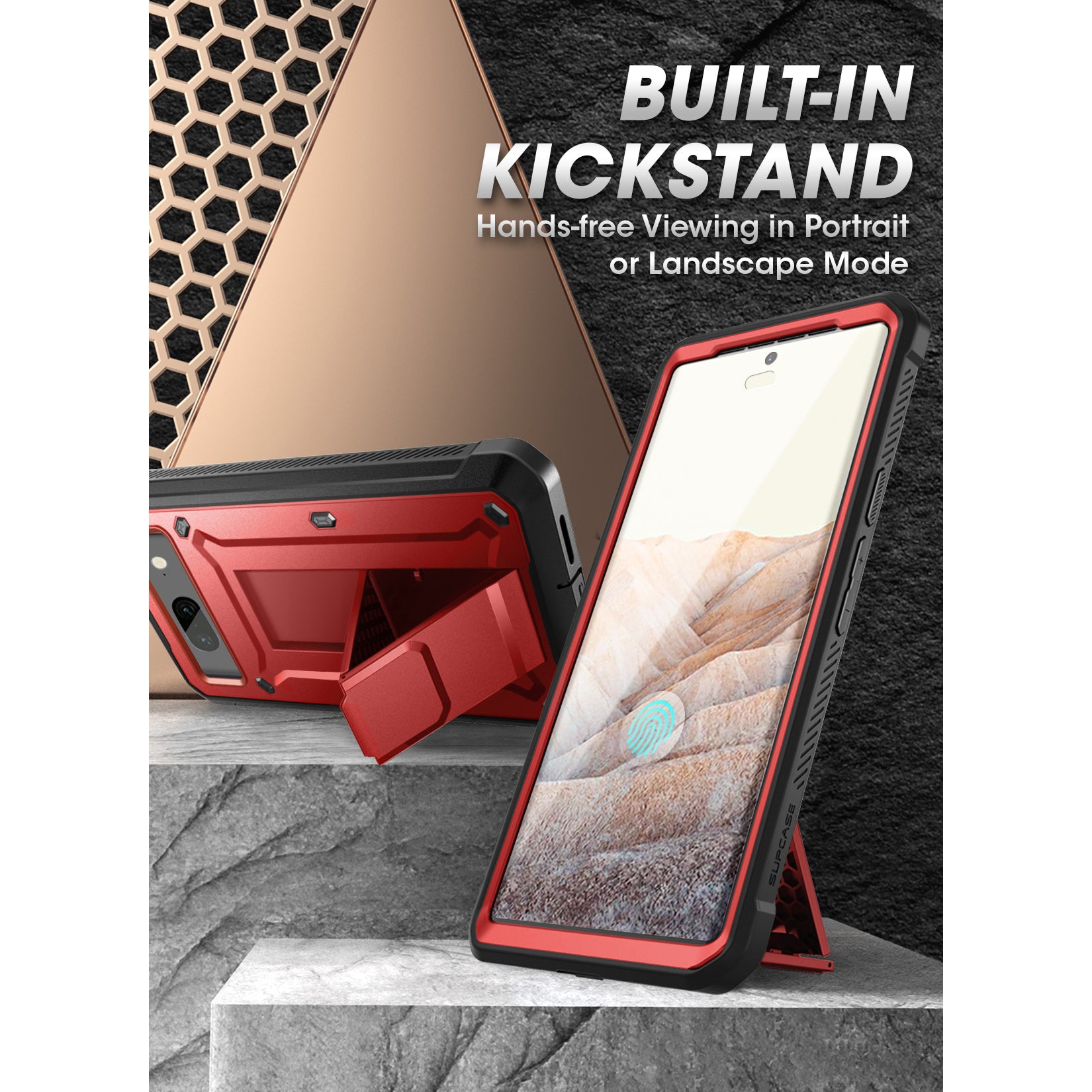 Google Pixel 7 Unicorn Beetle PRO Rugged Holster Case - Shockproof & Drop Protection - Open Box Metallic Red - Perfect for Outdoor, Construction & Extreme Sports