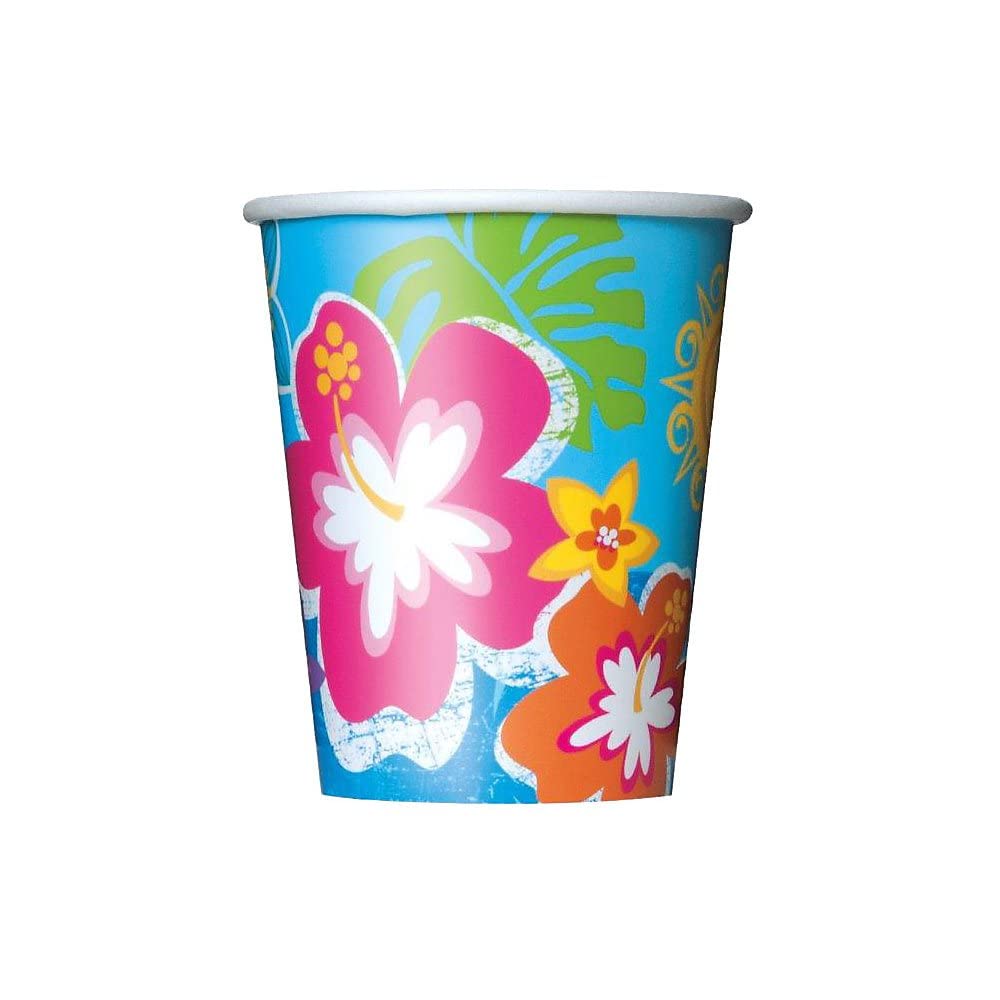 9oz Hula Girl Luau Party Cups - Set of 8 Colorful Plastic Cups for Hawaiian Themed Parties, Beach Events, and Tropical Celebrations