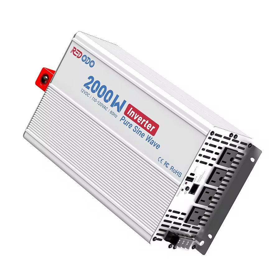 Redodo 2000W Pure Sine Wave Power Inverter - 90% High Efficiency with LCD Display for RV, Truck, Boat & Off-Grid Solar System