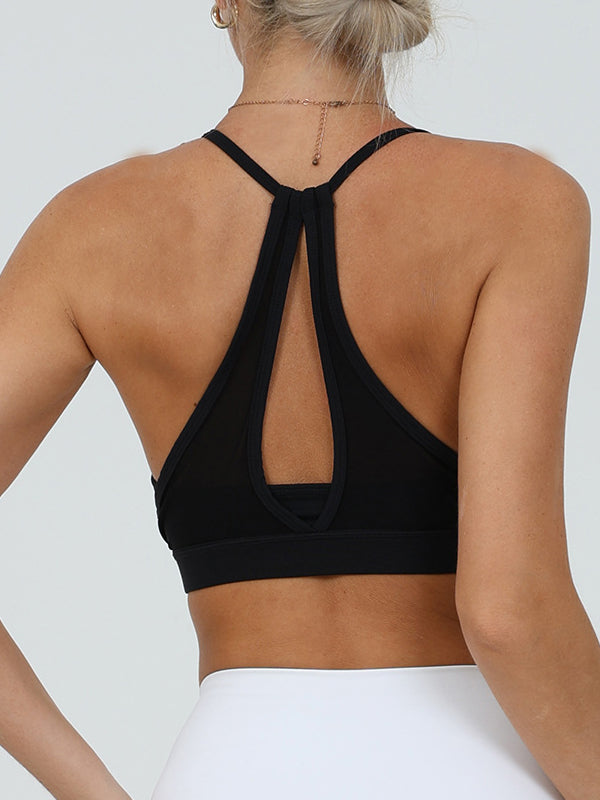 ZASUWA Women's U Neck Hollow Out Back Sports Bra - Comfortable Workout Top for Yoga, Running & Gym Fitness