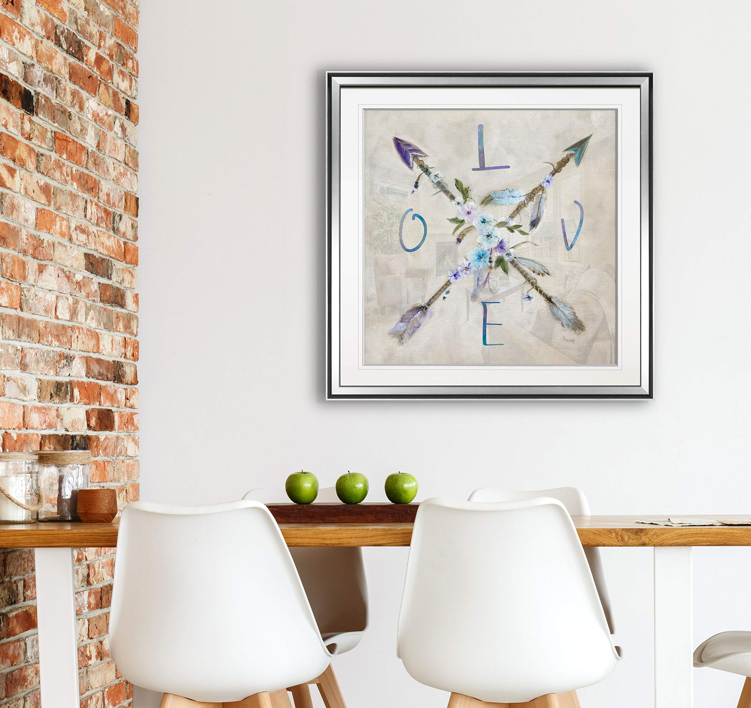 Boho Arrow Love Inspirational Wall Art - Framed Canvas Prints with Feather & Flower Designs for Home Decor | Perfect for Living Room, Bedroom & Office