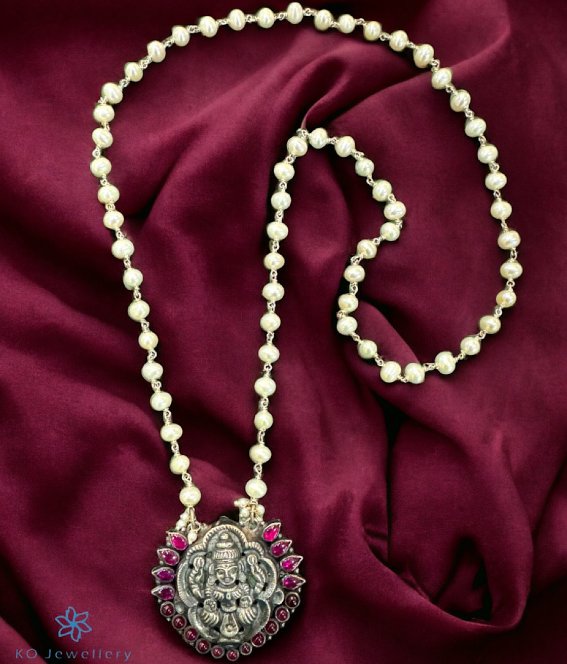 Adira Lakshmi Sterling Silver Pearl Necklace for Women - Elegant Bridal Jewelry & Wedding Gift - Perfect for Anniversaries, Parties and Special Occasions