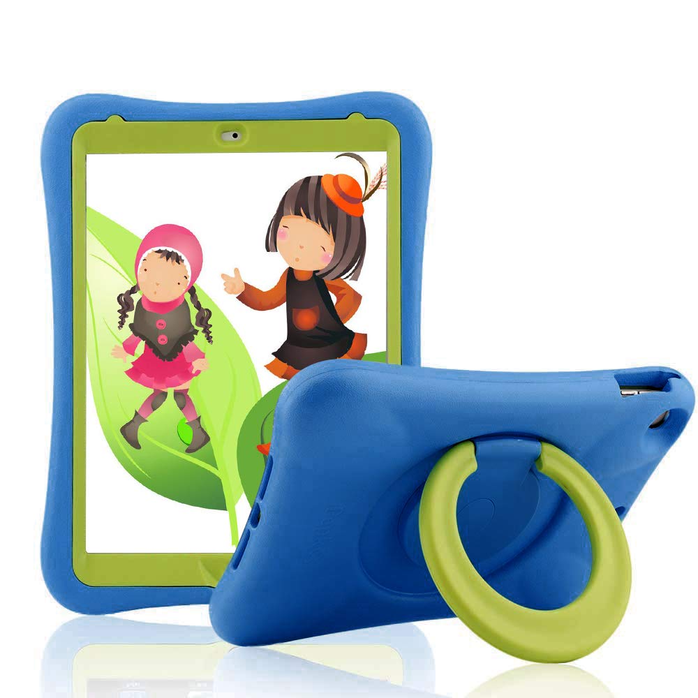 Shockproof iPad 10.2 Case for Kids (2019/2020/2021 7th/8th/9th Gen) - Heavy Duty Drop Proof Protective Cover with Kickstand, Kids Friendly Design - Perfect for School, Travel & Playtime (Blue)