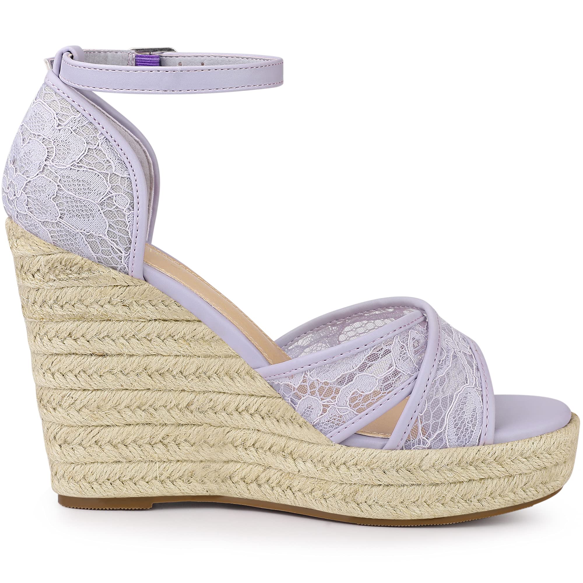 Allegra K Women's Espadrille Wedge Sandals with Lace Design - Comfortable Summer Casual Shoes for Beach, Vacation & Outdoor Activities