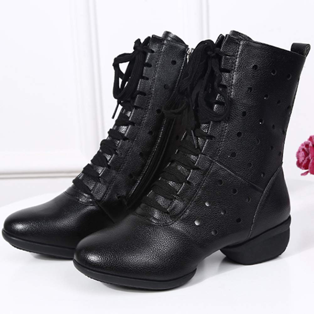 Hipposeus Women's Lace-Up Jazz Dance Shoes - Closed Toe Ballroom Salsa Booties with Non-Slip Rubber Sole | Perfect for Latin, Swing & Social Dancing