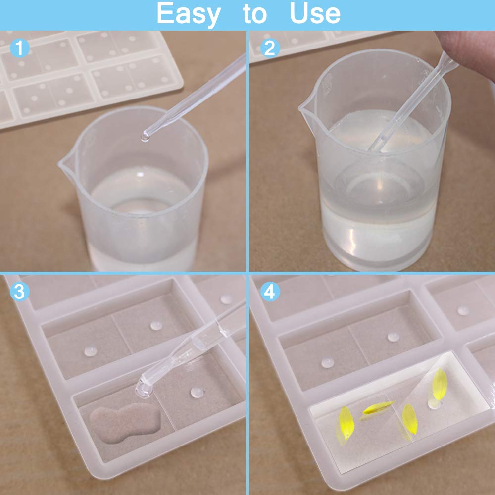 2 Pack Silicone Resin Molds for DIY Dominoes - Epoxy Resin Casting Molds, Storage Box & Craft Kit - Perfect for Jewelry Making, Home Decor, and DIY Craft Projects