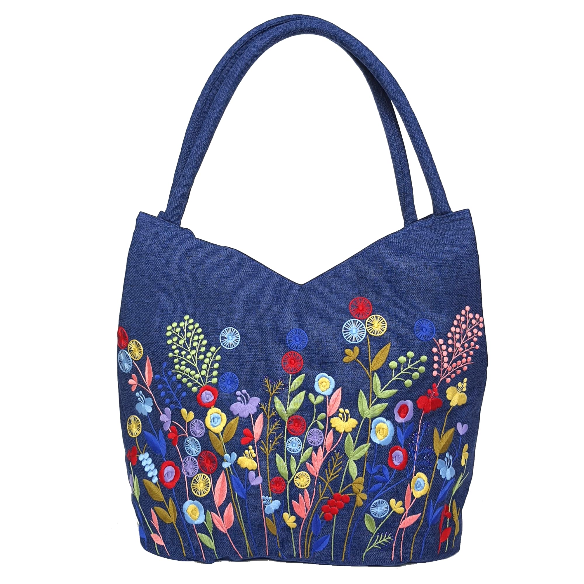 Stylish Embroidered Handbag for Women - Fashionable Shoulder Tote with Secure Zipper Closure, Versatile Fabric Hobo Purse - Perfect for Work, Travel & Mother's Day Gift