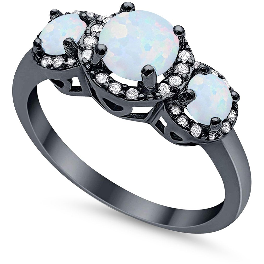3 Stone Halo Wedding Ring - 925 Sterling Silver Cubic Zirconia Engagement Ring for Women - Perfect for Bridal, Anniversary & Valentine's Day Gifts
